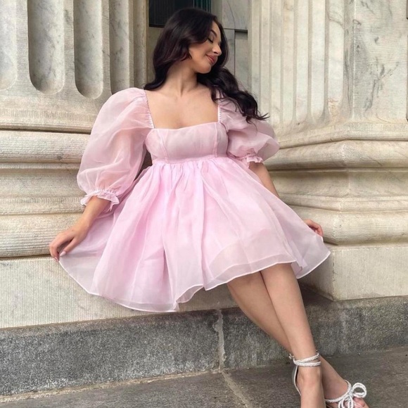 Selkie the Angel Delight Puff Dress Mini Pink Organza size S - Picture 4 of 15